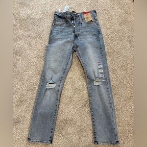 Levi's Light Blue Wedgie Straight Distressed Jeans